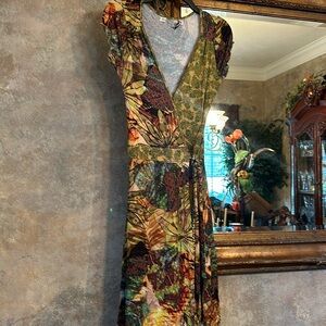 Muchacha gorgeous wrap dress w/ metal braid ties